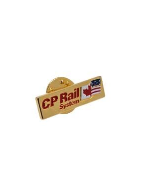 Vintage CP Rail System Canadian US Dual Flag Gold Tone Enamel Lapel Pin